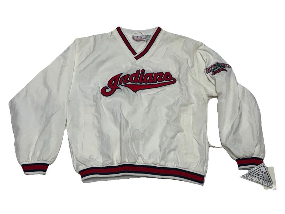 Vintage Cleveland Indians Jacket Youth Size L White Pullover 90s NEW!!!